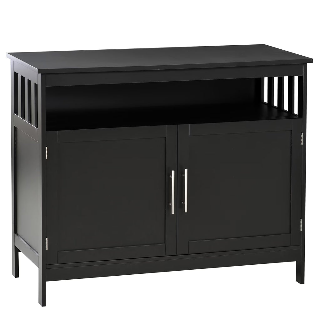 Black Wooden Kitchen Buffet Sideboard with Cabinet and Shelf F28038