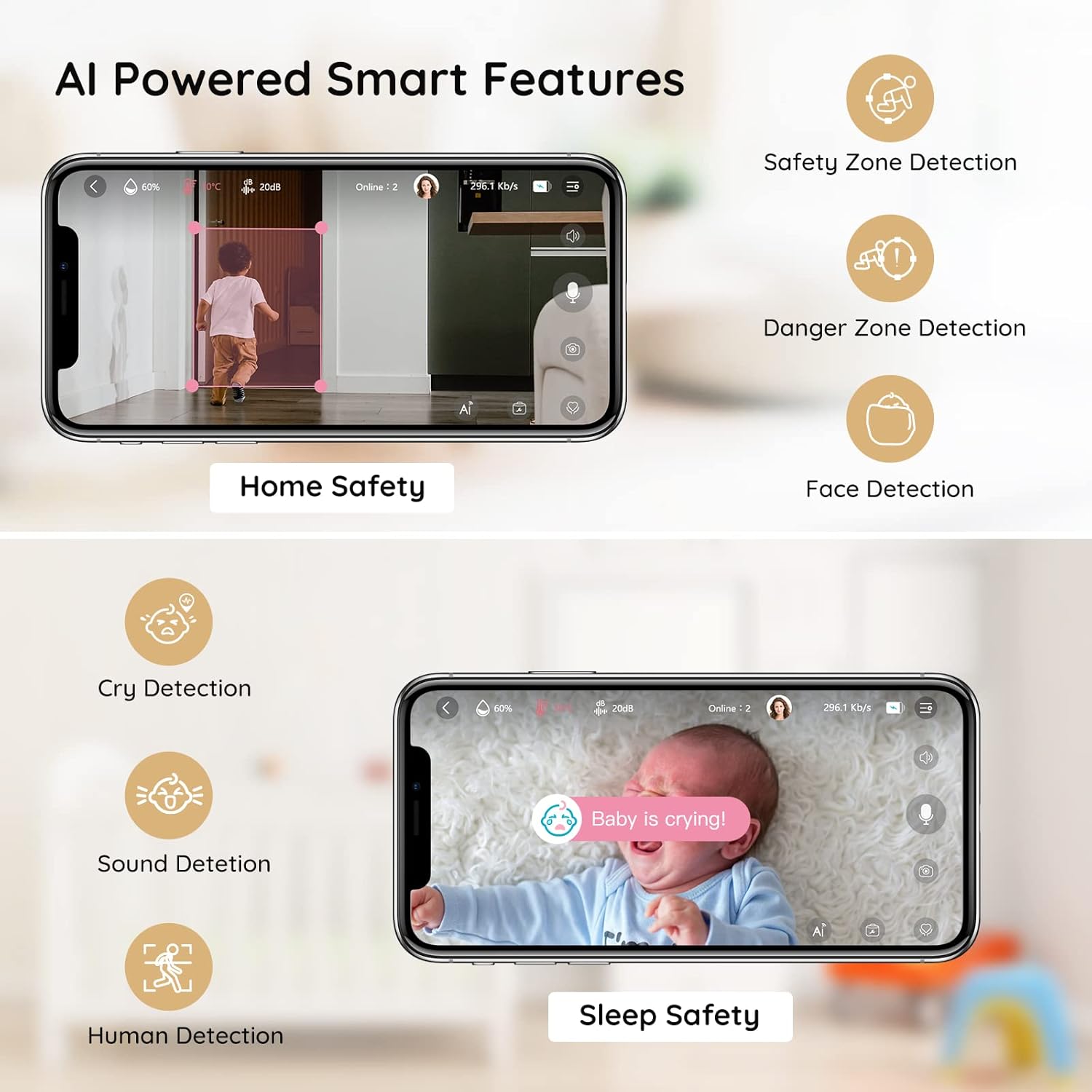 1080P Video Baby Monitor with Night Vision and 2-Way Talk H37278