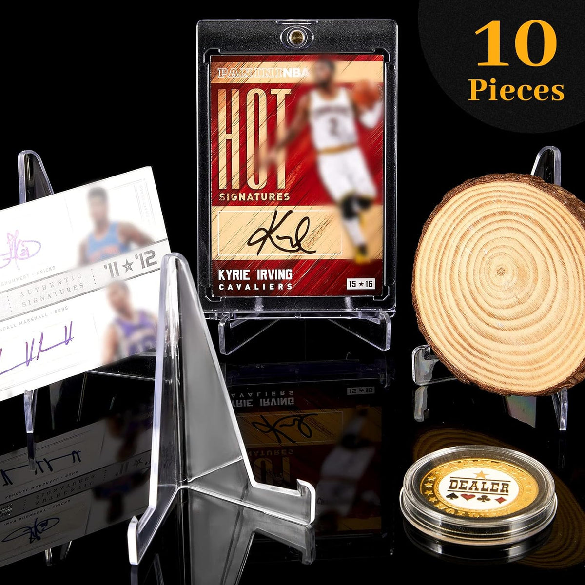 20 Pieces Magnetic Card Holders with 10 Packs Clear Acrylic Stands 35 Pt Clear Trading Cards Cases Protectors L425