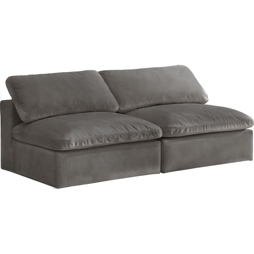 Gray Velvet Modular 2 Piece Armless Loveseat T802051