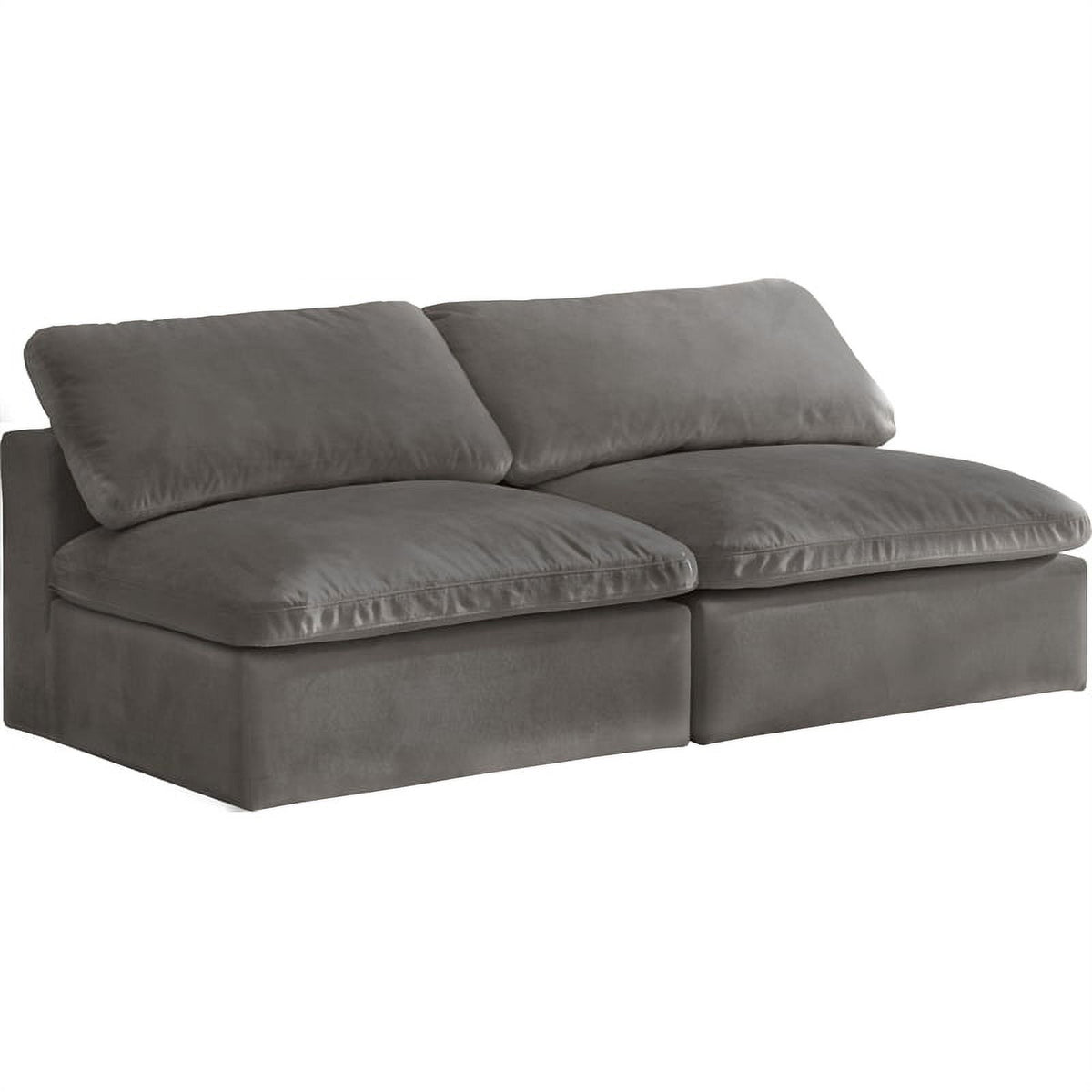 Gray Velvet Modular 2 Piece Armless Loveseat T802051