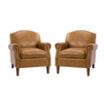 Faux Leather Arm Chair with Nailhead Trim and Rolled Arms Set of 2 E432905
