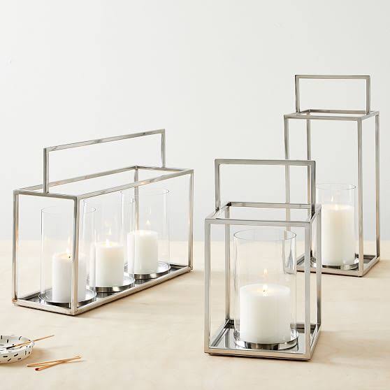 Polished Steel Triple Metal Lanterns E533
