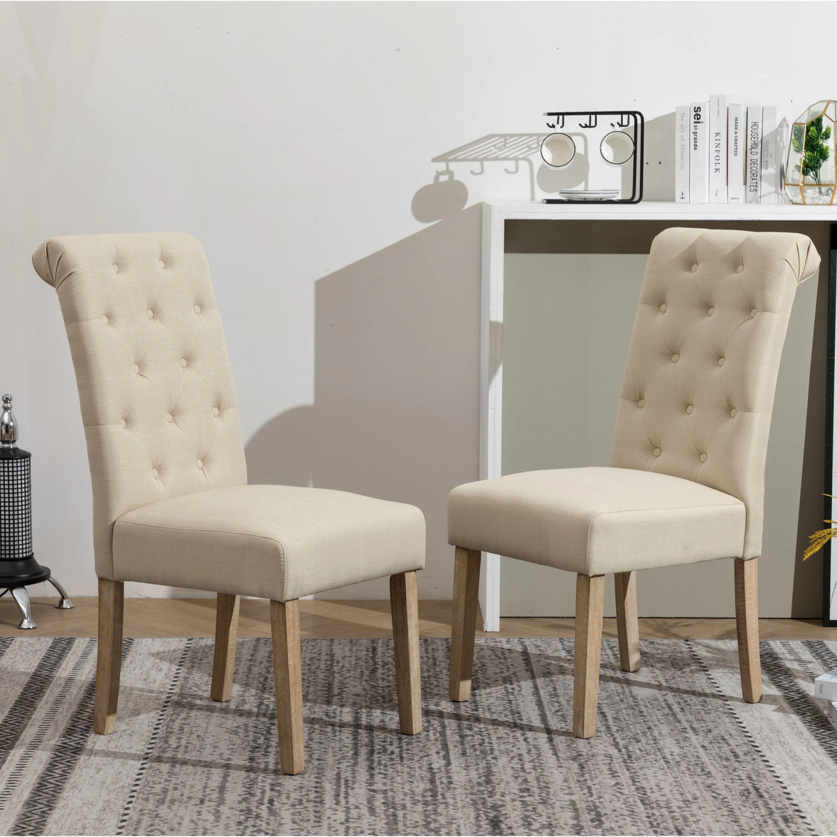 Tan Upholstered Parsons Dining Chair Set of 2 W698