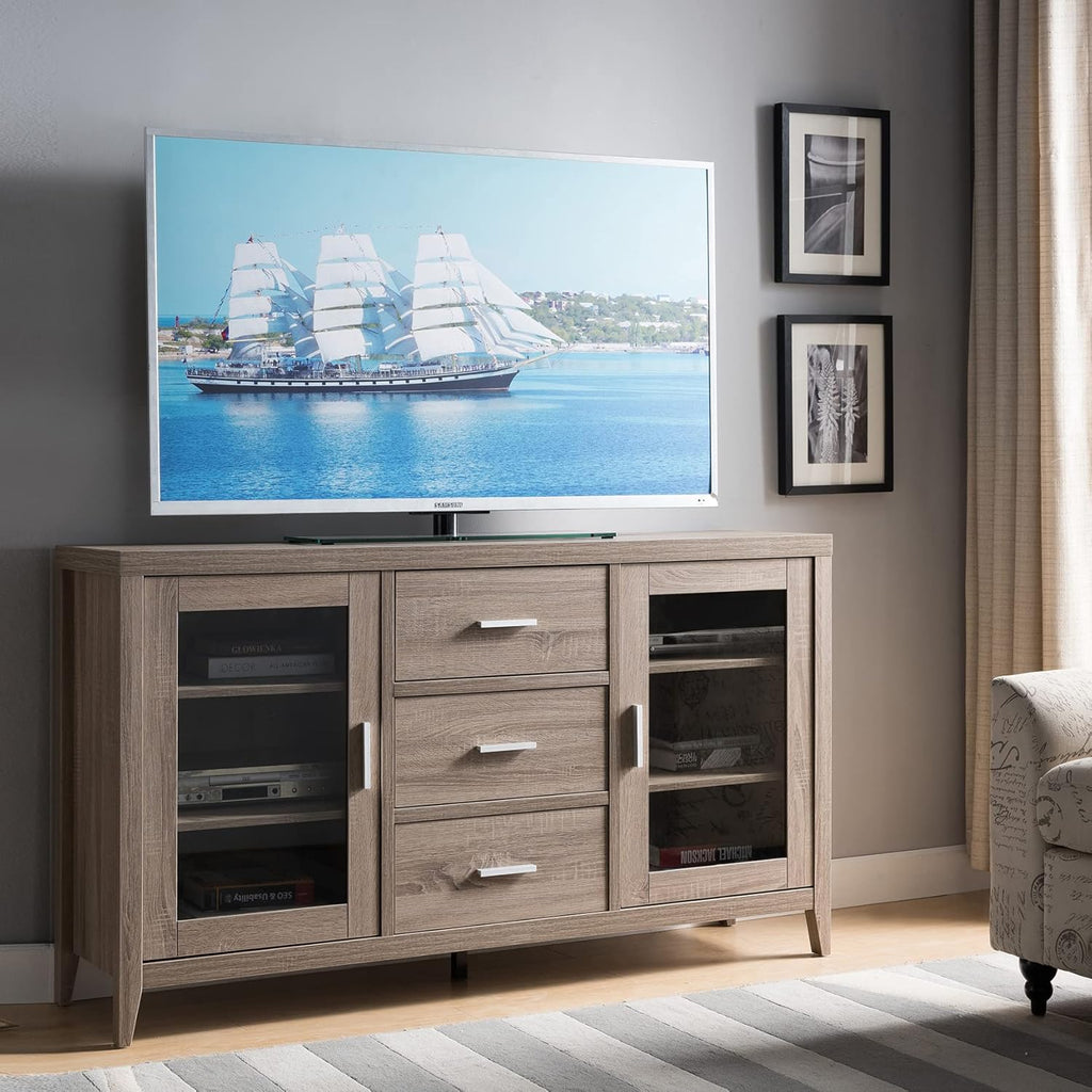 Dark Taupe TV Stand Buffet Console Cabinet with 3 Drawers S1064