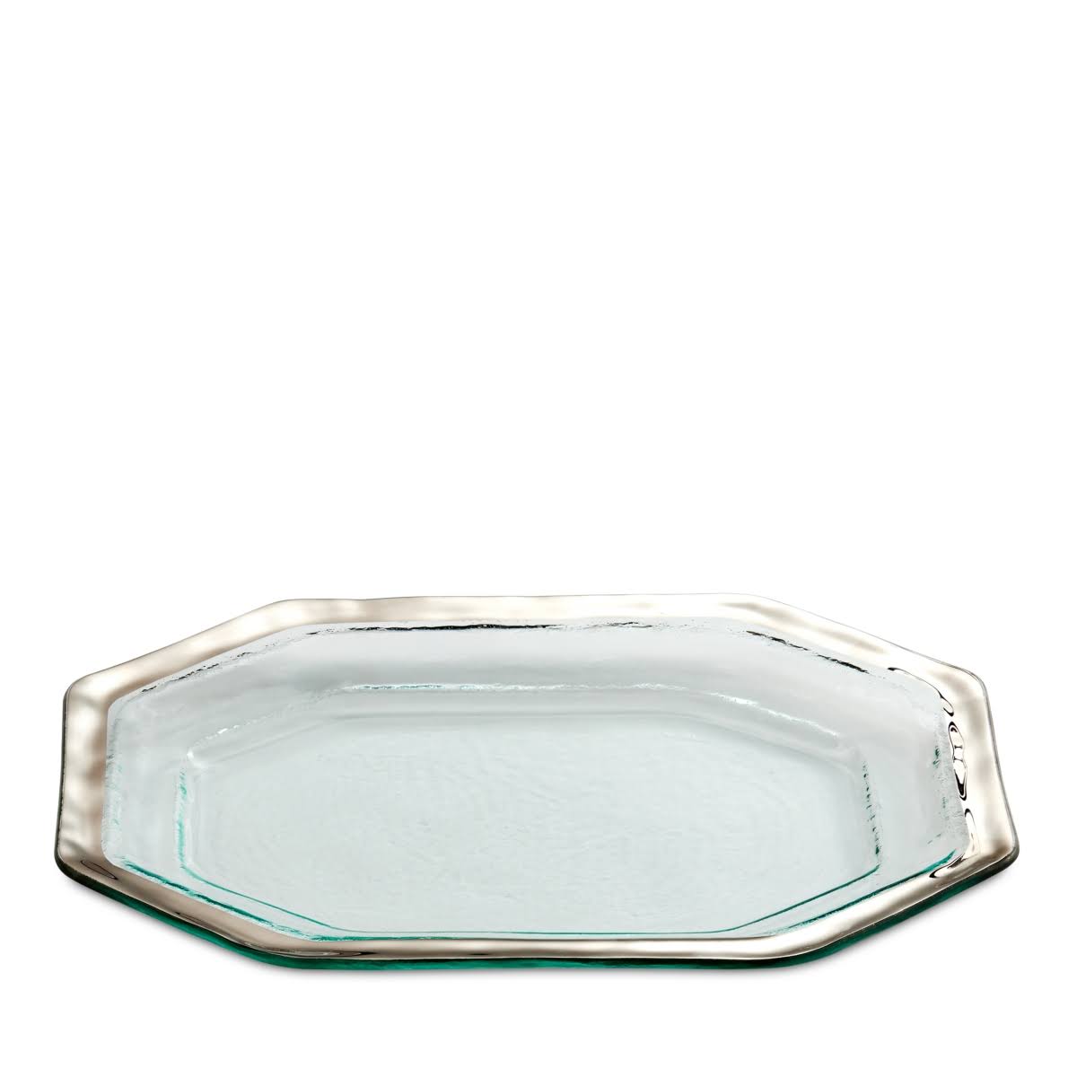 Clear Glass Steak Platter with Platinum Trim P51668