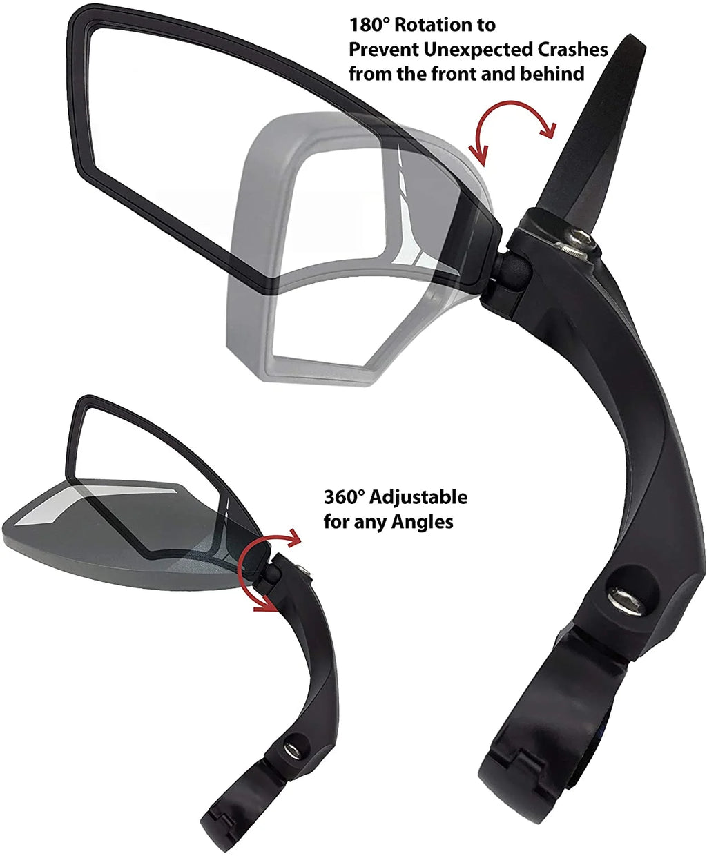 Handlebar Bike Mirror, HD, Blast-resistant, Glass Lens, Silver Left Y326