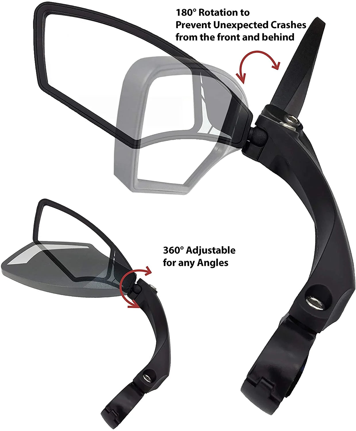 Handlebar Bike Mirror, HD, Blast-resistant, Glass Lens, Silver Left Y326