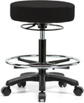 Rolling Height Adjustable Stool with Footring (Black Vinyl) C994