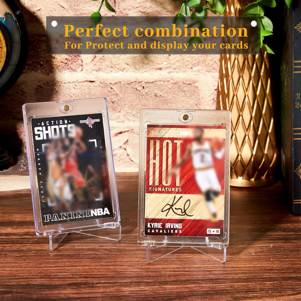 20 Pieces Magnetic Card Holders with 10 Packs Clear Acrylic Stands 35 Pt Clear Trading Cards Cases Protectors L425