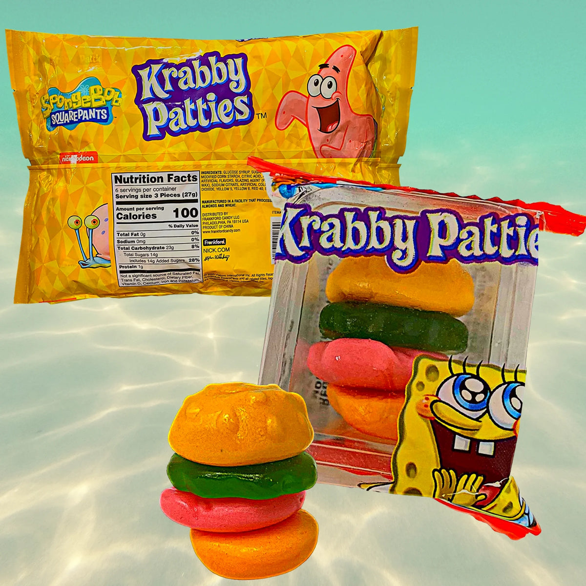 Gummy Krabby Patties Candy, 2.54 Ounce Bag, Set of 2 C39972
