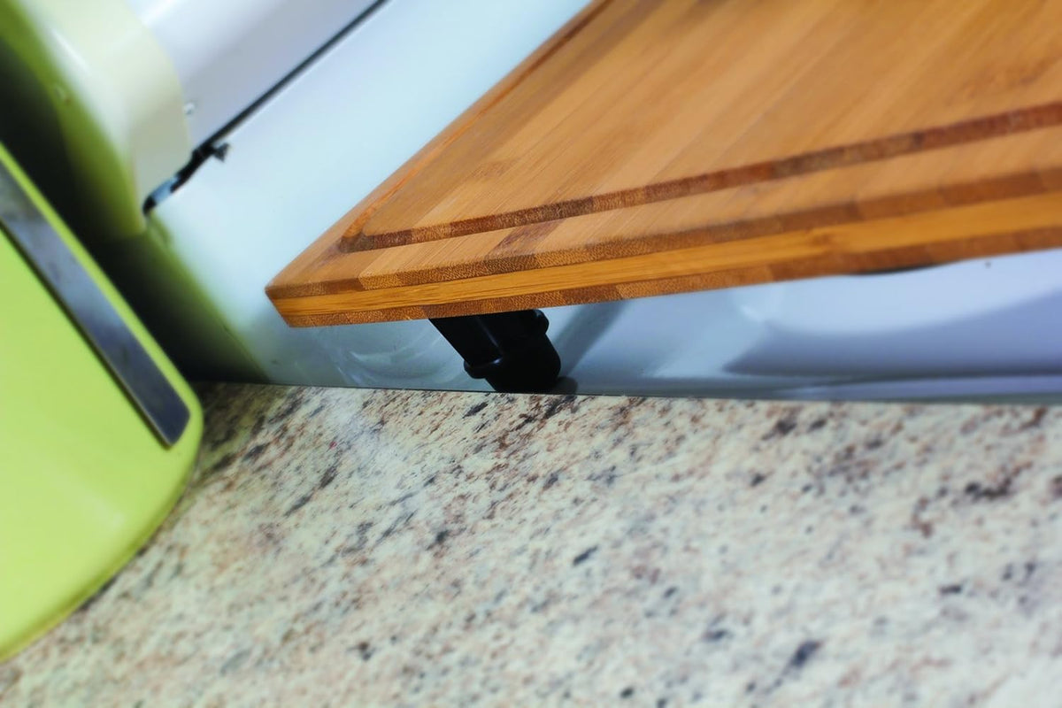 Bamboo Stove Top Work Surface with Adjustable Legs & Built In Juice Groove, 4 Burner, Brown E7432