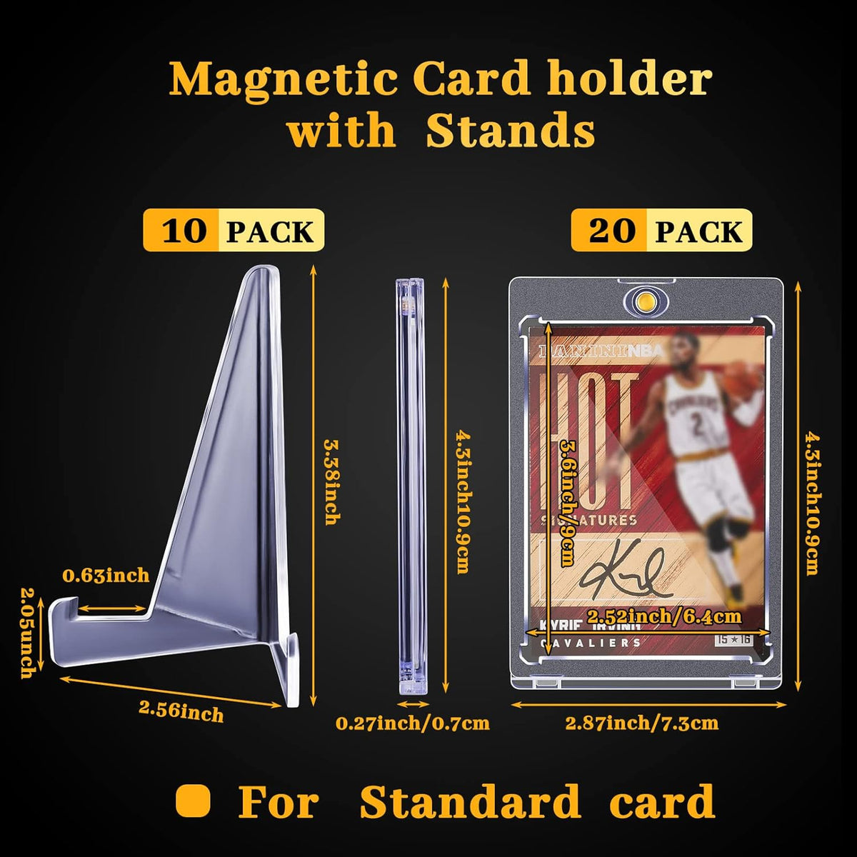 20 Pieces Magnetic Card Holders with 10 Packs Clear Acrylic Stands 35 Pt Clear Trading Cards Cases Protectors L425