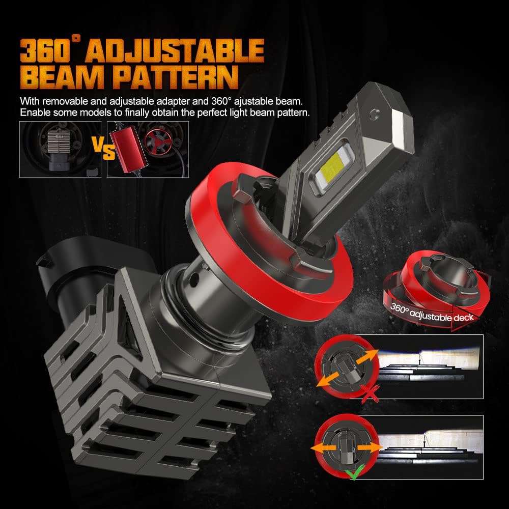 H11 LED Headlight Bulbs 20000LM 110W 6000K Bright White Pack of 2 C344698