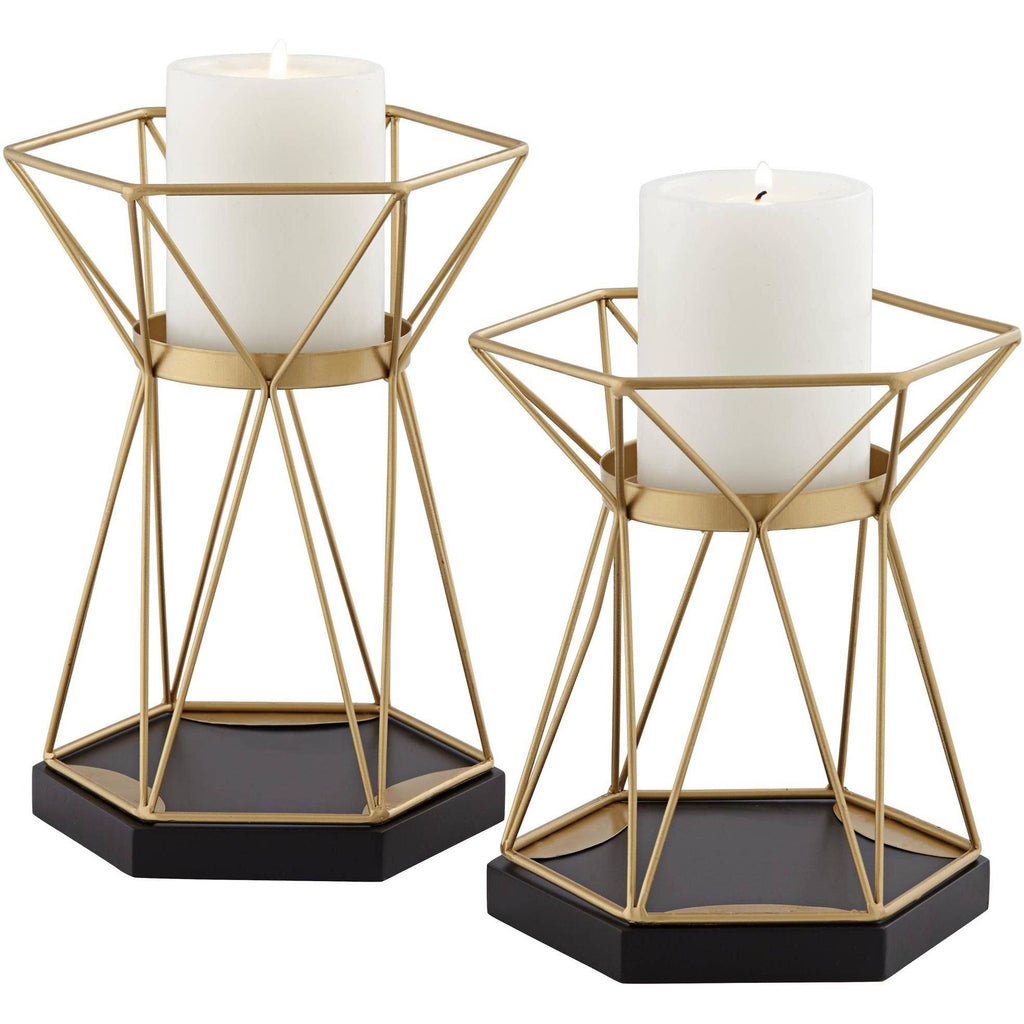 Matte Gold Pillar Candle Holders Set of 2 Z53742