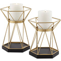 Matte Gold Pillar Candle Holders Set of 2 Z53742