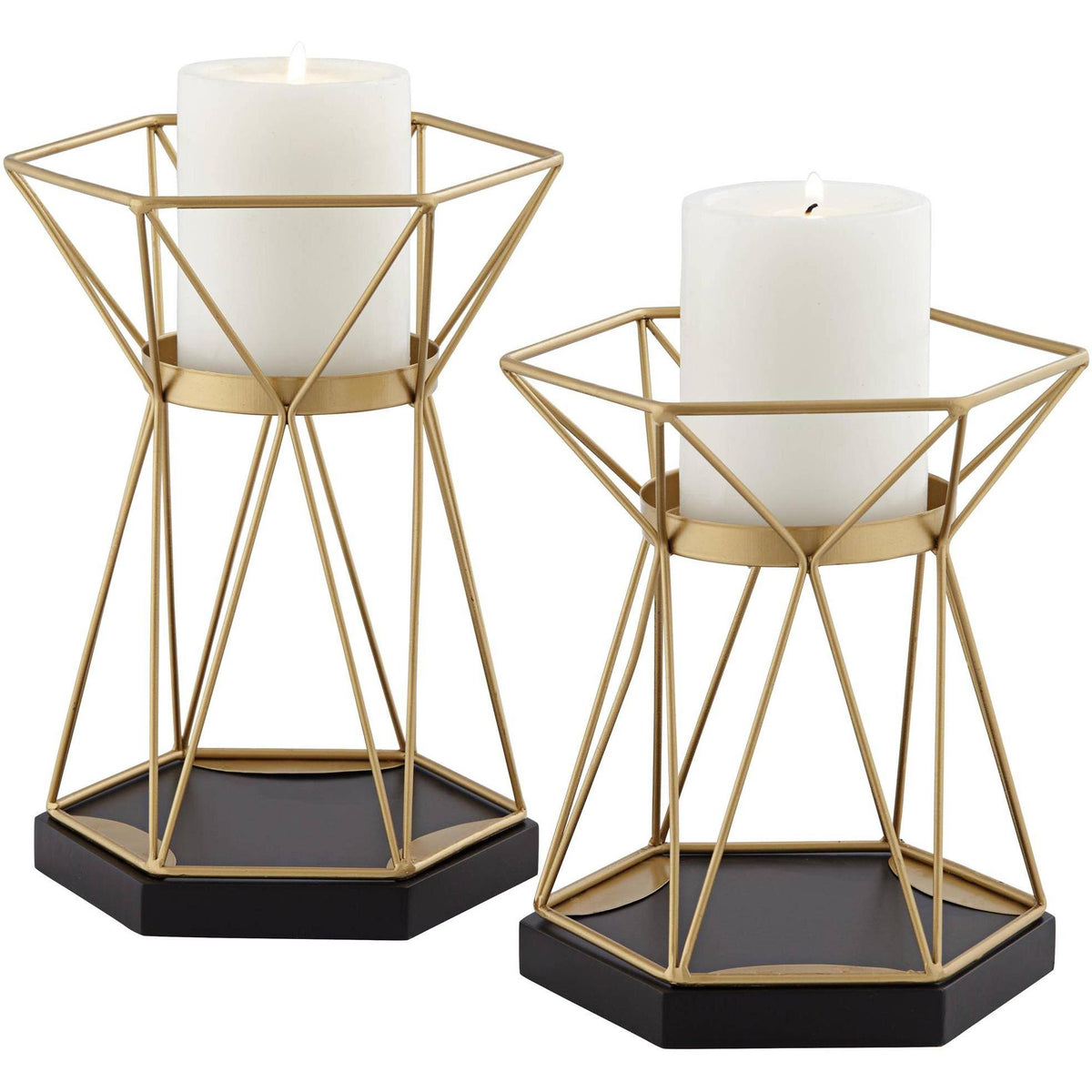 Matte Gold Pillar Candle Holders Set of 2 Z53742