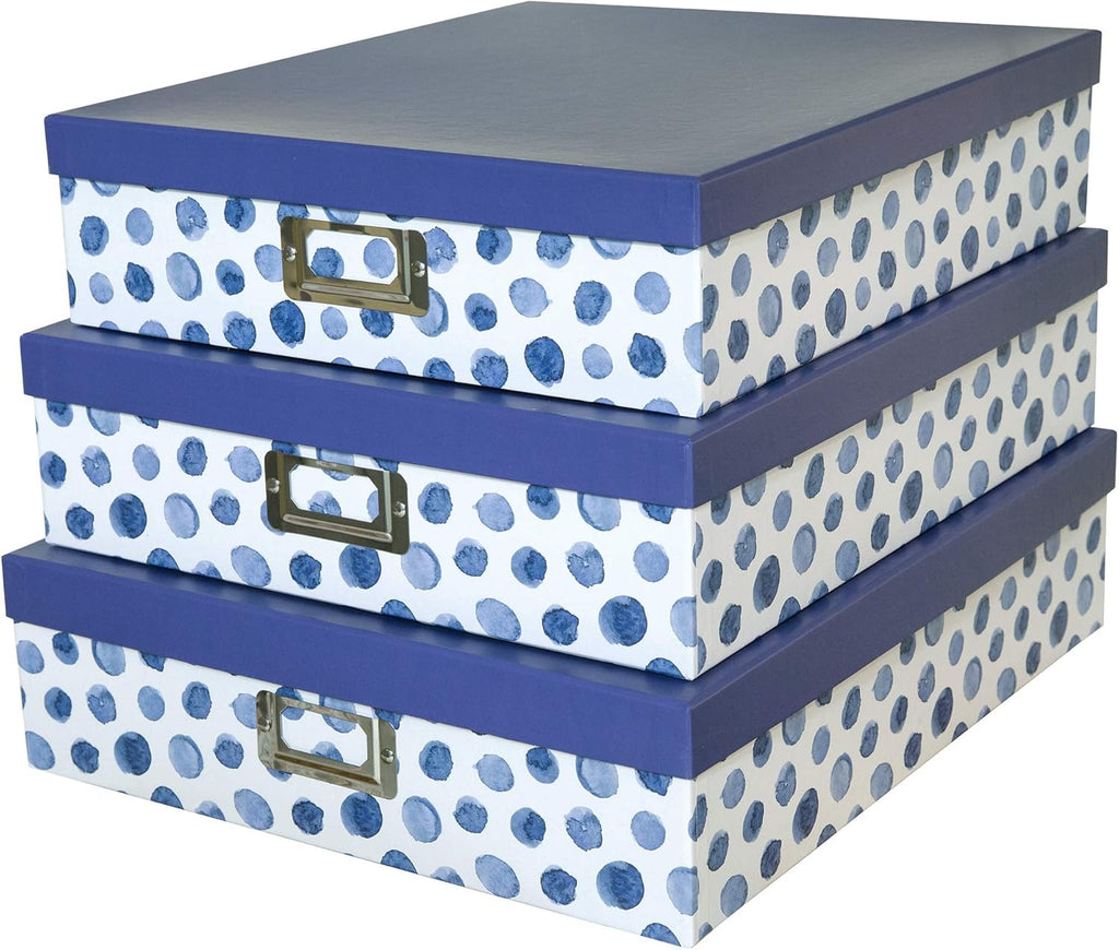 Blue Spots Set of 3 Paperboard Nesting Boxes D648365