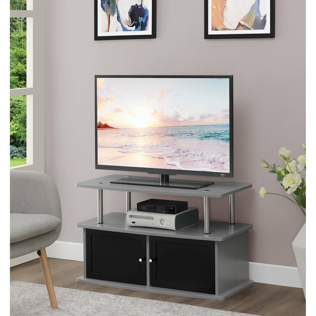 Gray TV Stand with 2 Storage Cabinets and Shelf V850