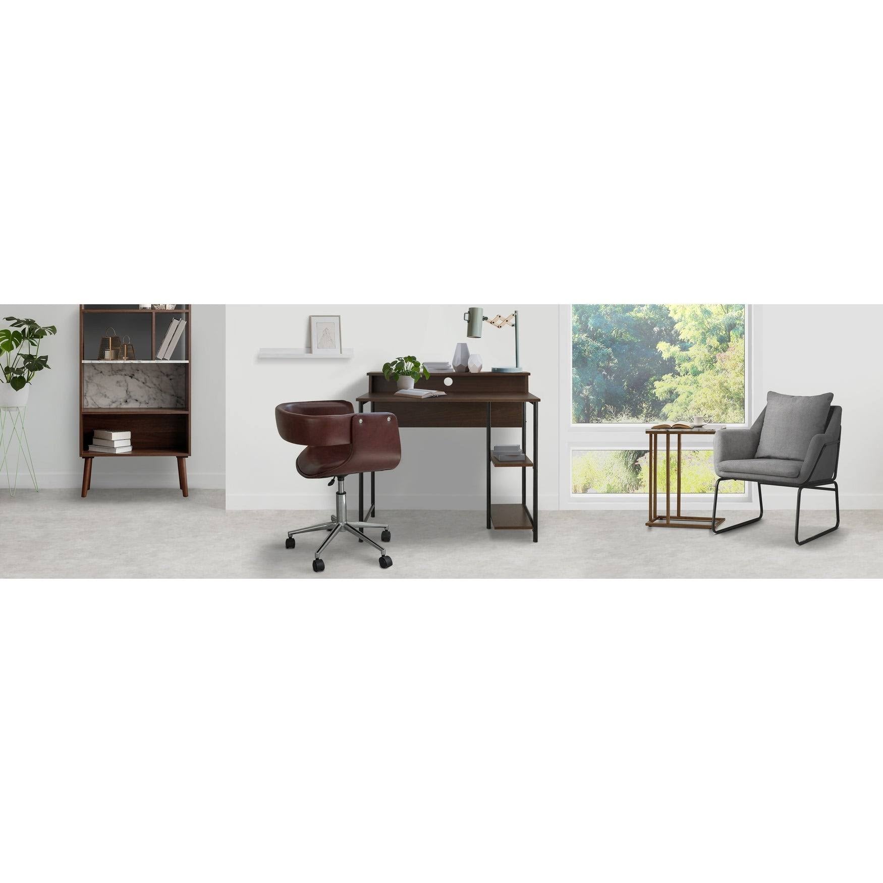 Brown/Black Desk with Shelves F3367