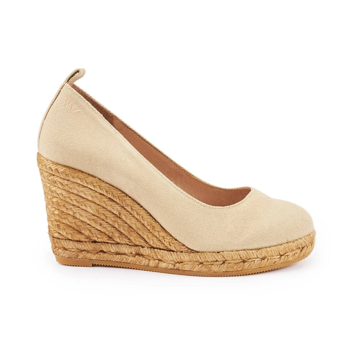 Beige Espadrille Wedge Pumps Q290