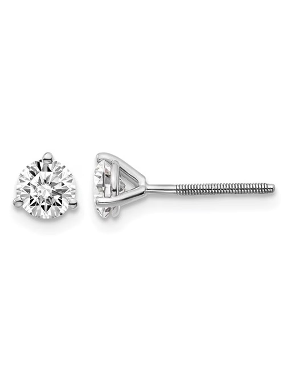 14K White Gold Diamond Solitaire Stud Earrings with Screwbacks X146027
