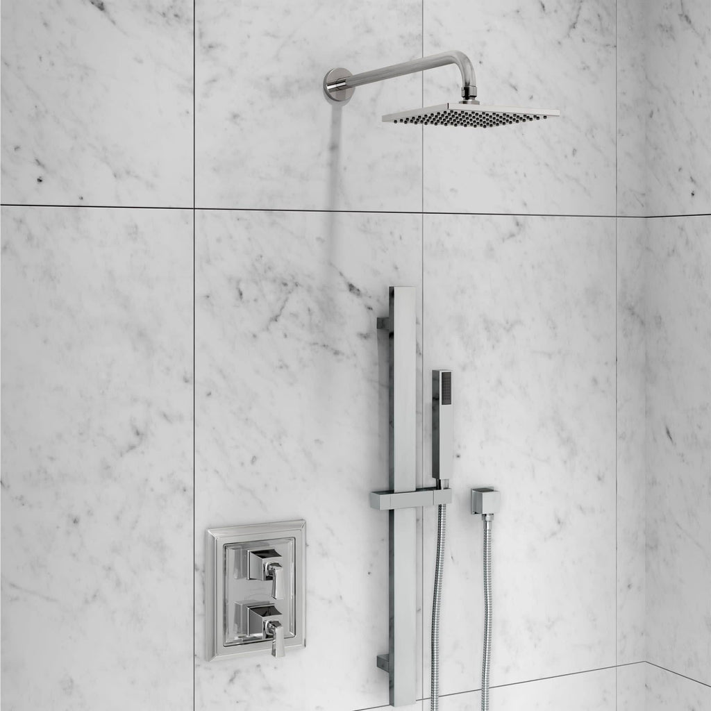 Polished Nickel Two-Handle Thermostat Shower Valve Trim Kit F7446