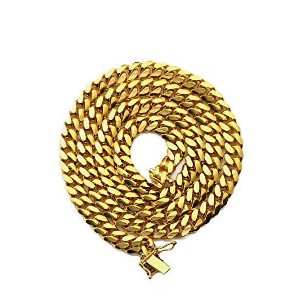 10K Yellow Gold Miami Cuban Link Chain Necklace I1126