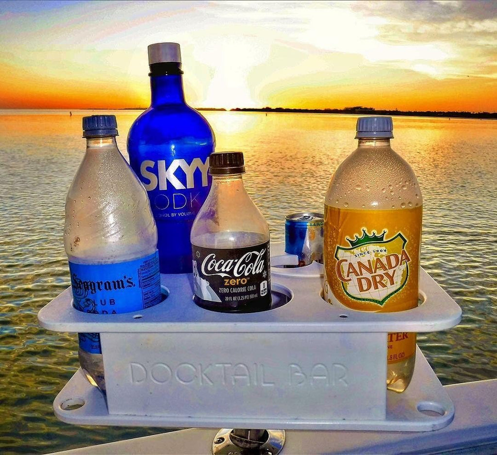 White Plastic Boat Cup Holder with Rod Holder Mount T372