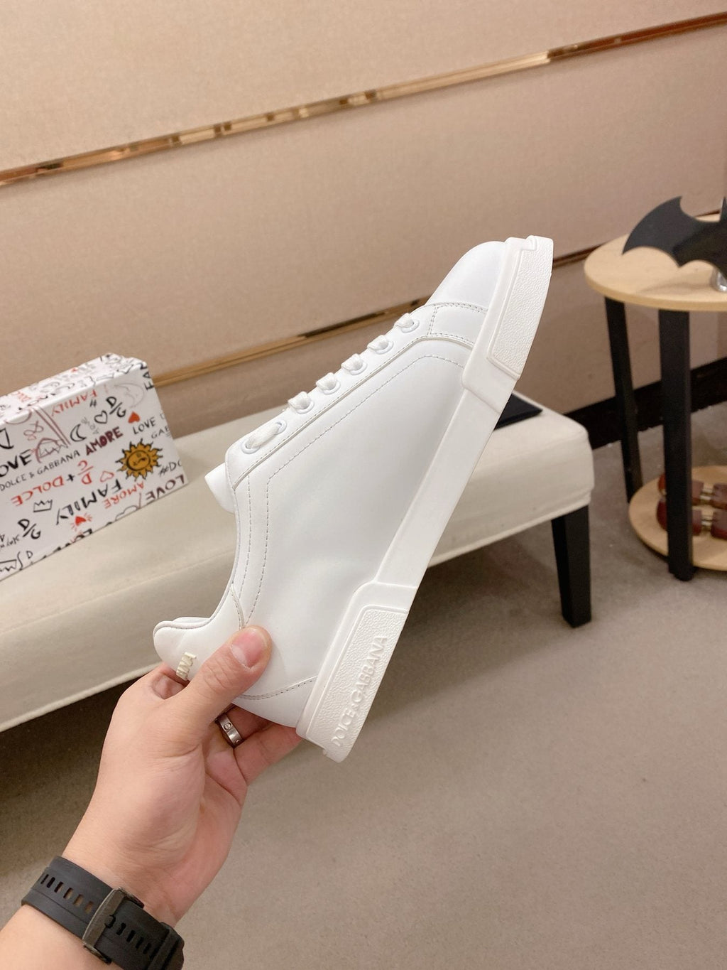 Dolce & Gabbana White Lace-Up Low-Top Sneakers